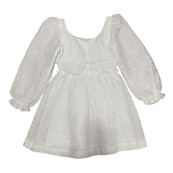 SHRIMPS Floral Jacquard Babydoll Silk Blend Mini Dress in White Size UK 12/ US 8 - Picture 4 of 15